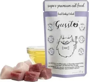 Консервы для кошек GUSSTO FRESH Индейка и Утка 85 г, влажный полнорационный корм