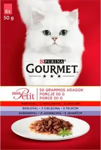 Влажный корм для кошек Gourmet mon Petit MIX мясной 6x50 г, паучи