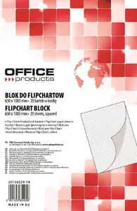 Flipchart Pad Office Products 65 x 100 cm Grid, 20 Sheets, White