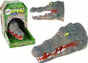 Hand Puppet Crocodile LEANToys model 15294, grey, soft fabric toy