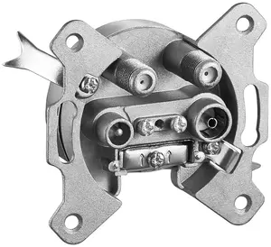 Antenna stub/end socket GOOBAY 4-hole TV+SAT, 2400 MHz, 3 dB, metal silver