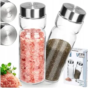 Glass Salt and Pepper Shakers Set Vilde ORI_229245, 170 ml each, 2 pcs