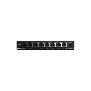 Tīkla slēdzis Reyee RG-ES208GC — pārvaldāms L2, 8× Gigabit (10/100/1000), 16 Gbit/s, MAC tabula 4000, PoE standarti, DC 5 V, pelēks