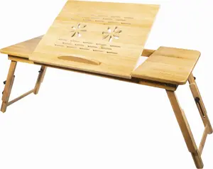 Laptop stand LEOBERT bamboo XL — adjustable bamboo laptop table for desks and laps