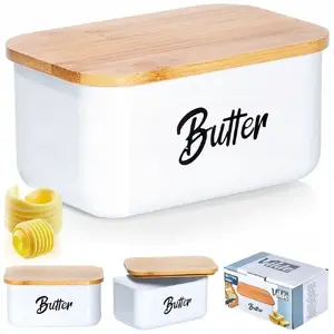 Butter Dish Lumarko VILDE stainless steel white classic 15×10×7.5 cm