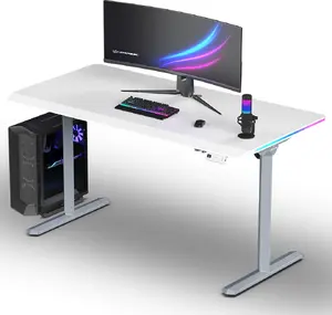 Gaming Desk Ultradesk QUEST 140x70 cm, height 72–120 cm, gray-white