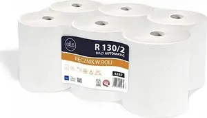 Papīra dvieļi rullī Ellis Professional R130/2, balti, piemēroti automātiskajam dozatoram, iep. 6 ruļļi