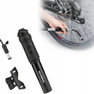 Mini hand bicycle pump Rockbros 810PCS-HP with hose for Presta & Schrader valves, black