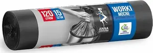Trash Bags Anna Zaradna 120 L, 15 pcs, Strong Black