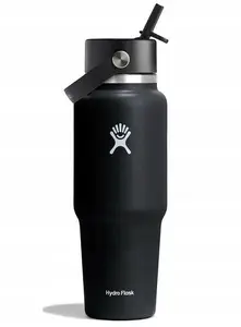 Izolēta pudele Hydro Flask Wide Mouth 946 ml — melna