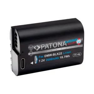 Аккумулятор PATONA Platinum для Panasonic DMW-BLK22 — Li‑Ion 2600 мА·ч, вход USB‑C, 57×39×21 мм