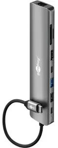 USB hubs GOOBAY RB79148 — plāns 8 portu hubs ar HDMI un RJ45, USB 5 Gbit/s