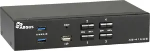 KVM switch EATON AS-41HUS — 4-port HDMI KVM, USB keyboard/mouse, 4K UHD 3840×2160@60Hz, DC 5 A, Black