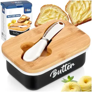 Butter dish Vilde metal with knife, white — model 139516