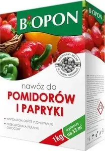 Mēslojums BIOPON tomātiem un pipariem 1 kg — granulēts mēslojums tomātiem un pipariem
