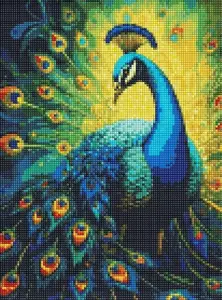 Diamond mosaic kit Ideyka Elegant Peacock 30x40 cm — canvas drill art, diamond painting