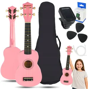 Ukulele soprano LUNA GUITARS UK21 SET PK 21" pink, beginner soprano ukulele set