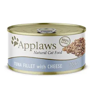 Mitrs kaķu barība Applaws Tuna Fillet with Cheese in Broth, pieaugušiem, 70 g kārbiņa