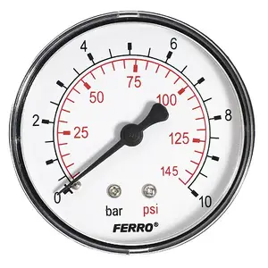 Pressure Gauge FERRO M6310A 63 mm dial, 1/4” rear connection