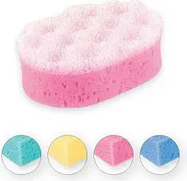 Bath sponge TOP CHOICE oval mix 4 colors, pack with assorted oval bath sponges (MPN 6530420)