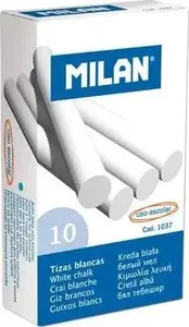 Мелки Milan, 10 шт. — белый мел для школьной доски и рисования