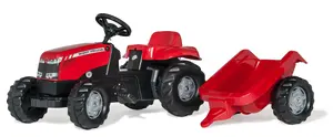 Rotaļu traktors rolly toys rollyKid MF ar pedāļu piedziņu, 4 riteņi, 2,5–5 gadi, melns/sarkans
