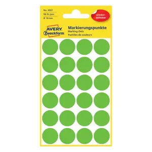 Self‑adhesive paper circle labels Avery Zweckform 3597, green, Ø 1.8 cm, 96 pcs