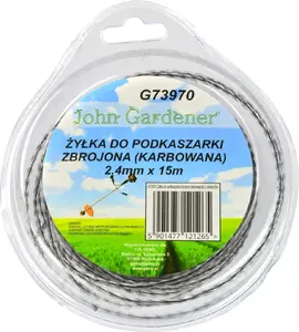 Pļāvēja aukla GEKO G73970 pastiprināta (ribota) 2,4 mm x 15 m, spolē