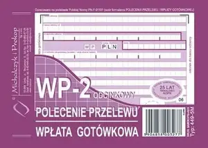 Payment Order Cash Deposit Form A6, Michalczyk & Prokop 1+1 copy (38K006A)