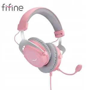 Pāri ausu studijas austiņas Fifine H3P AmpliGame RGB ar mikrofonu — vadu spēļu/studijas austiņas