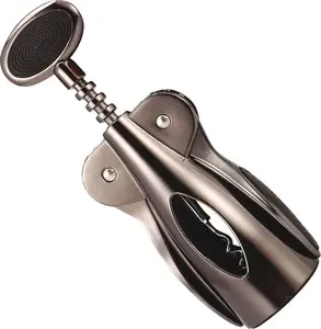 Stainless steel corkscrew KingHoff KH-1471, handheld wine opener