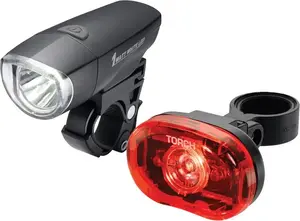 Velosipēda lukturu komplekts TORCH HIGH BEAMER COMPACT 1W priekšā + TAIL BRIGHT 0.5W aizmugurē TOR-54038