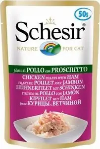Wet cat food Schesir Single Dish fillets with chicken and ham 50 g pouch