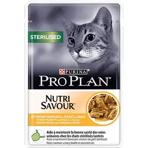 Mitrs kaķu barība Purina PRO PLAN Sterilised Nutrisavour 85 g — pieaugušajiem, ar vistas gaļu