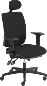 Office Products biroja krēsls Kefalonia Melns — ergonomisks grozāmais krēsls, auduma apdare, augstuma regulēšana