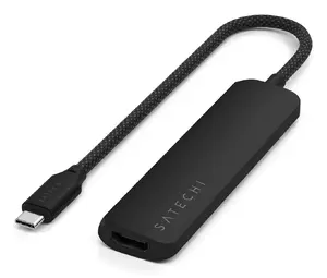 USB Type-C хаб Satechi ST-P4SK — HDMI, USB 3.2 Gen 2 Type-A, USB-C, 10 Гбит/с, 4 порта, 4K@60 Гц, чёрный