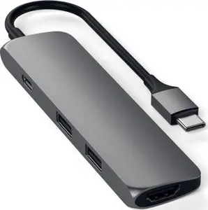 USB Type-C хаб Satechi ST-P4SK — HDMI, USB 3.2 Gen 2 Type-A, USB-C, 10 Гбит/с, 4 порта, 4K@60 Гц, чёрный