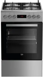 Gāzes plīts BEKO FSM52330DX — brīvi stāvoša, 4 virsmas degļi, cepeškrāsns