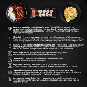 Daudzfunkciju rīsu katls Lauben 2000BW — modelis LBRCMMRC200BA, elektriskā multivārīte