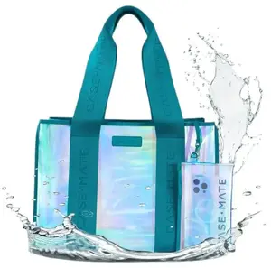 Сумка-тоут Case-Mate Large Travel Tote Bag с отделением для телефона, водонепроницаемая — Emerald Blue Soap Bubble