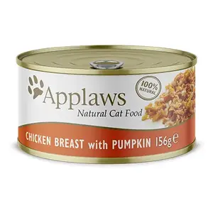 Корм для кошек влажный Applaws Chicken Breast with Pumpkin в бульоне, для взрослых, 156 г, банка с легким открыванием
