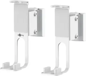 Wall speaker mount GOOBAY 71348, steel, white, for speakers up to 3 kg, dimensions 16.6 cm × 129 mm × 45 mm, pack of 2