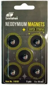 Neodymium magnets Leviatan 5 pcs, model 207111, strong rare-earth magnetic discs