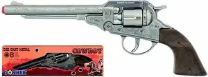 Rotaļu kovboju revolveris Gonher modelis 239885, metāla konstrukcija, 8 šāvienu cilindrs