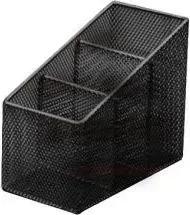 Pen holder Tetis — black desk organizer, compact vertical design