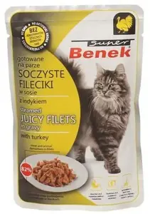 Влажный корм для кошек super benek — Филе индейки в соусе, 85 г