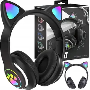 Bērnu RGB austiņas No name LXUM1B — melnas, virs-ausu konstrukcija ar RGB apgaismojumu