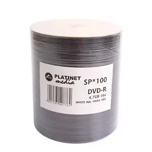 DVD-R discs PLATINET 4.7GB 16X Full Face Wide Inkjet Printable, 100-pack, 120mm, white