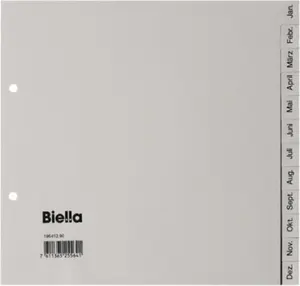 Donau alphabetic tab index Biella 0196412.90 — polypropylene tabs, grey/white
