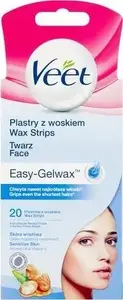 Wax Strips for Facial Hair Removal Veet Easy-Gelwax 20 strips